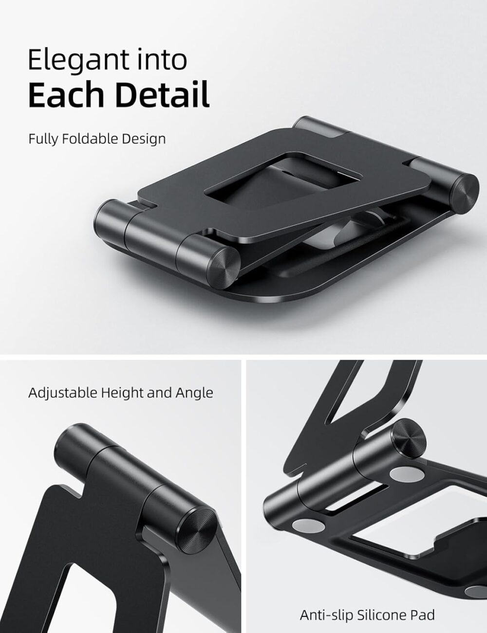 NULAXY Aluminium Doppelter Faltbarer iPad Ständer, Voll Verstellbare Desktop-Tablet-Halter, iPad Zub... – Bild 5