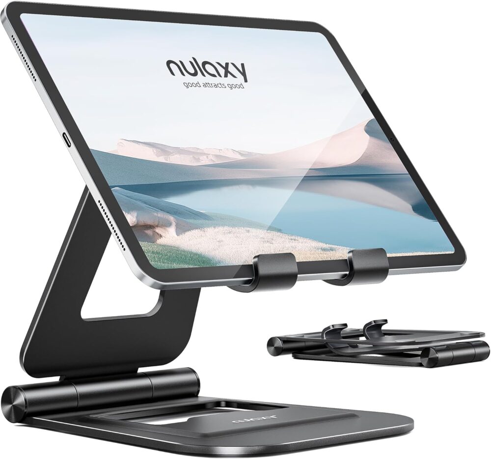 NULAXY Aluminium Doppelter Faltbarer iPad Ständer, Voll Verstellbare Desktop-Tablet-Halter, iPad Zub... – Bild 2
