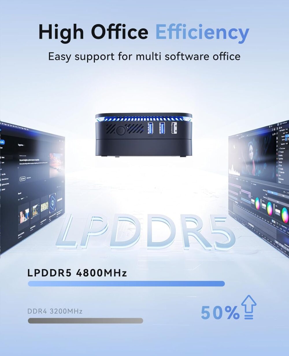 NiPoGi AK1PLUS Mini PC Ιntel Alder Lake-N N100(bis zu 3,4GHz) 12GB LPDDR5 4800 MHz/256GB M.2 SSD,Des... – Bild 5